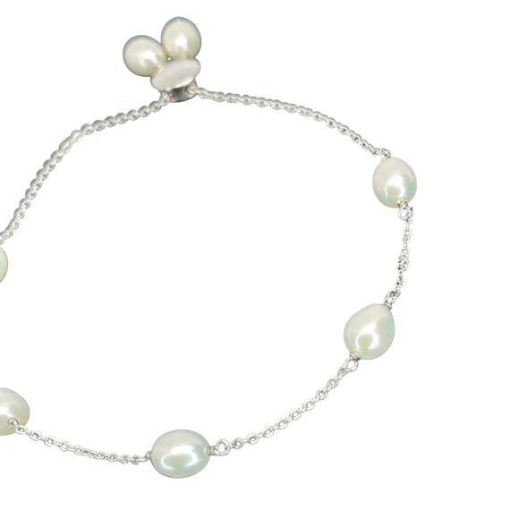 Sterling Silver Pearl(6mm) Bolo Bracelet Luxury Trendy Stunning Fashion Chic NEW - Picture 10 of 13